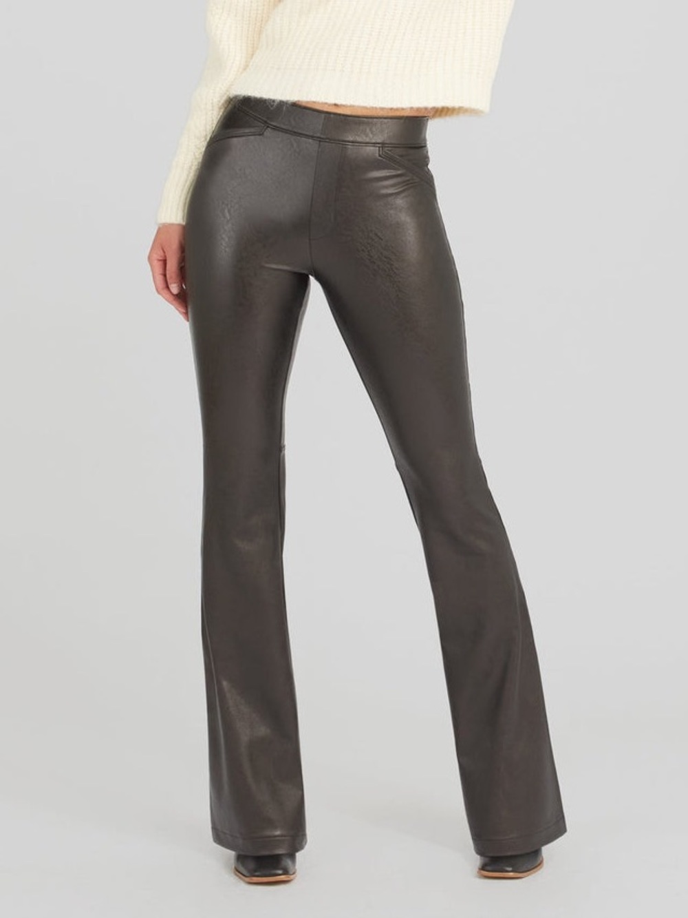 Spanx leather like flare luxe black new with tags small 20457r